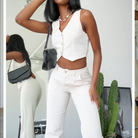 Linen vest and pants set. Elodie Apparel. - Picture 2 of 4